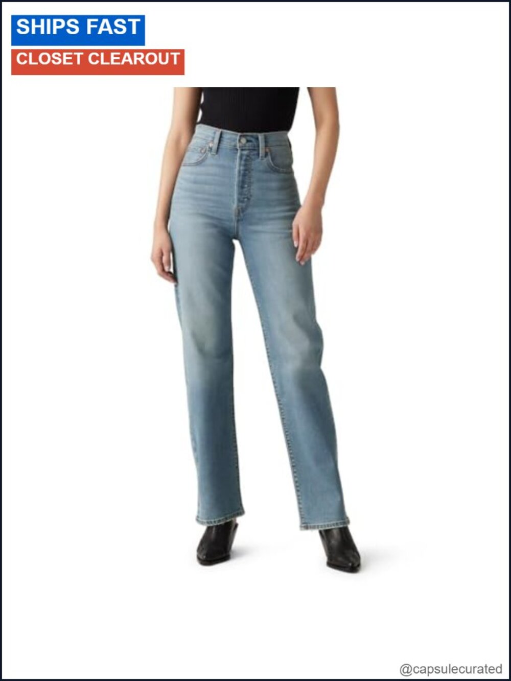 High Rise Straight Leg Full Length Jeans